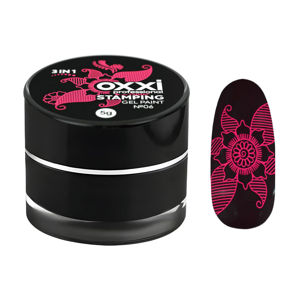 Гель-фарба для стемпінгу Oxxi Professional Stamping Gel Paint 6 Рожева, 5 г