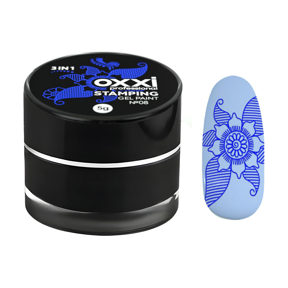 Гель-фарба для стемпінгу Oxxi Professional Stamping Gel Paint 8 Синя, 5 г